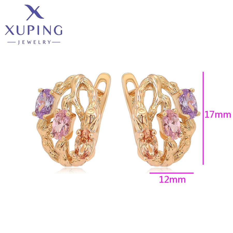 Xuping Jewelry New Arrival Elegant Hoop Earring with Gold Color for Women Gift X000461551
