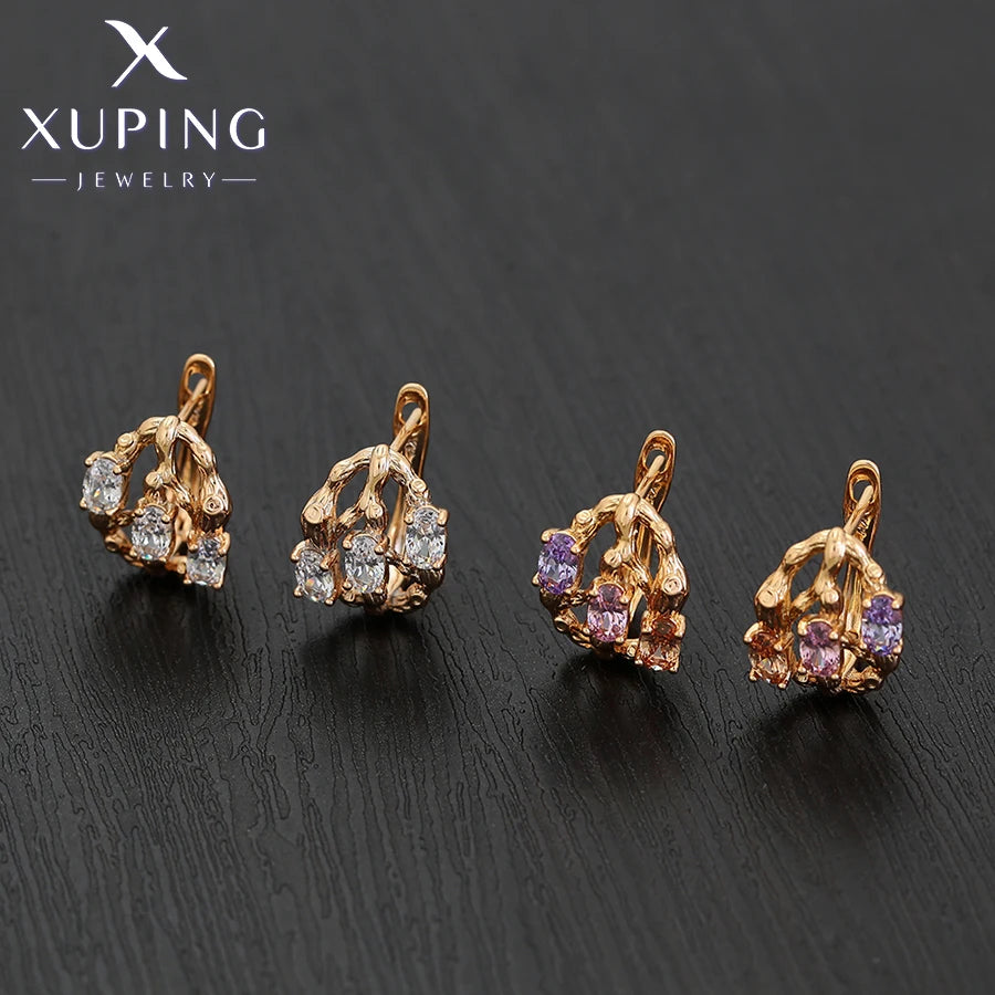 Xuping Jewelry New Arrival Elegant Hoop Earring with Gold Color for Women Gift X000461551