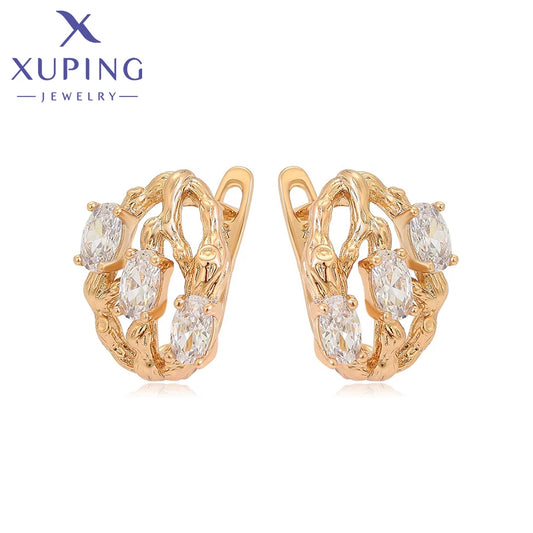 Xuping Jewelry New Arrival Elegant Hoop Earring with Gold Color for Women Gift X000461551