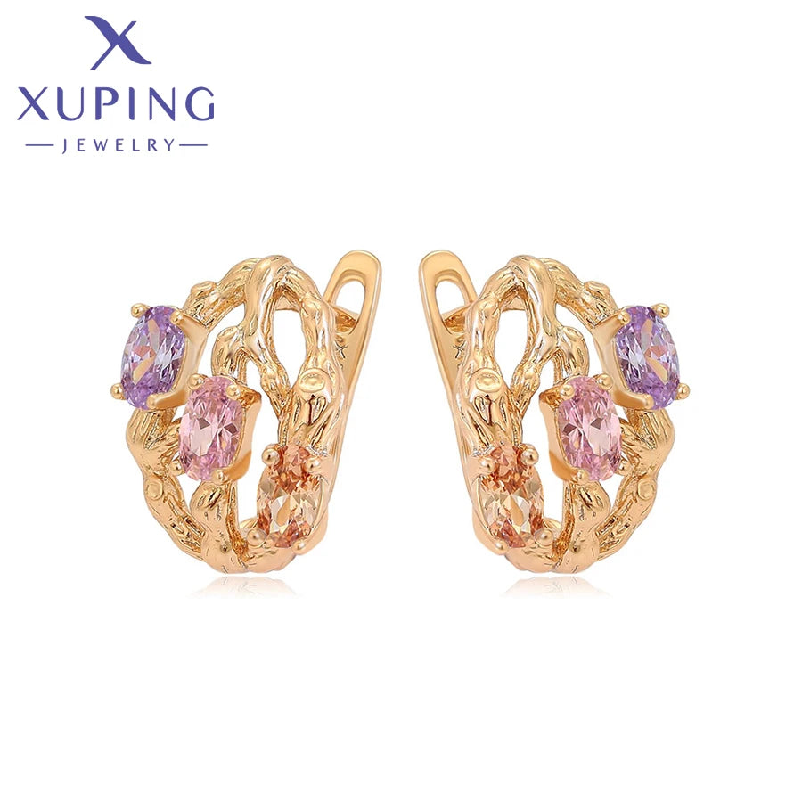 Xuping Jewelry New Arrival Elegant Hoop Earring with Gold Color for Women Gift X000461551